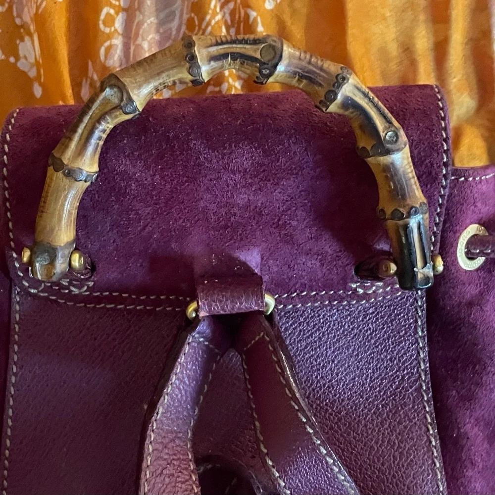 Rare Gucci purple Tom Ford era bamboo backpack. EUC with no noted flaws! - Picture 11 of 14